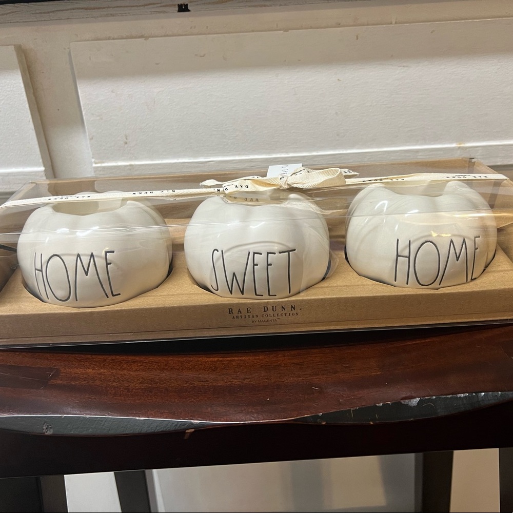 Rae Dunn home sweet home tea light candle holder set of three